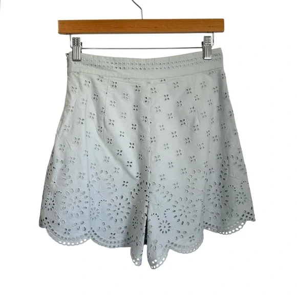 INTERMIX Womens Malia Scalloped Eyelet Shorts Size 2 Blue Lined High Rise - Picture 4 of 12